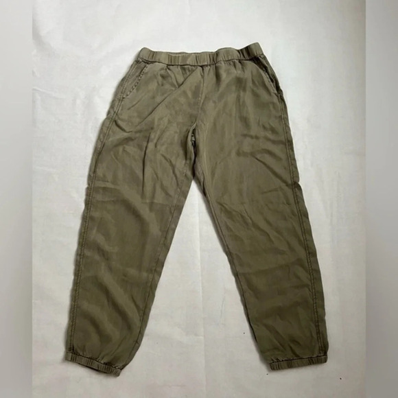 On The Road Pants - On The Road Jogger Pants Tencel Elastic Waist and Cuffs Khaki Green Size L